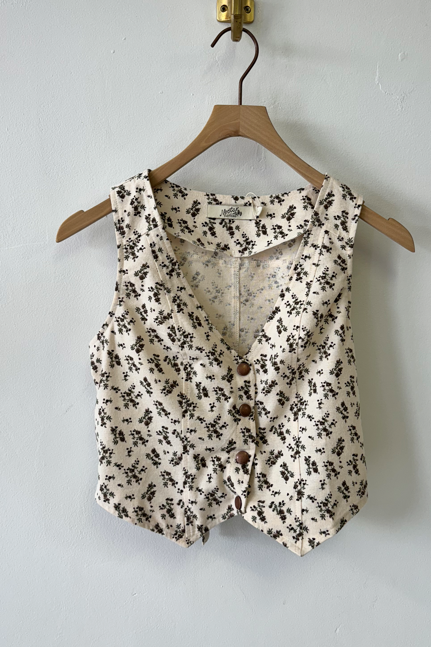 Button Up Floral Vest