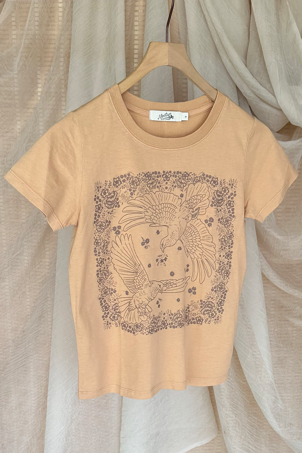 Doves Bandana Long Loose Graphic Baby Tee
